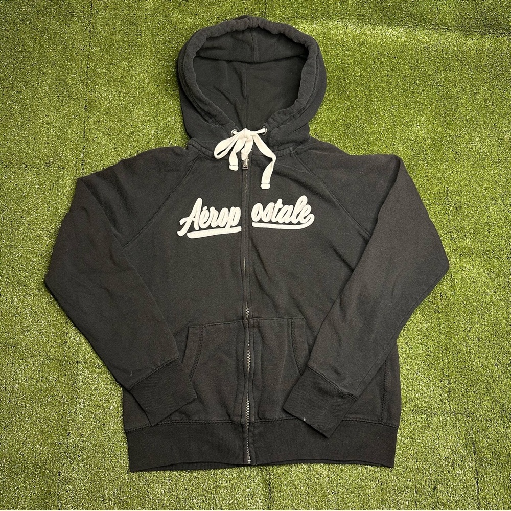 Y2K Aeropostale black zip up script spell out jacket women’s medium